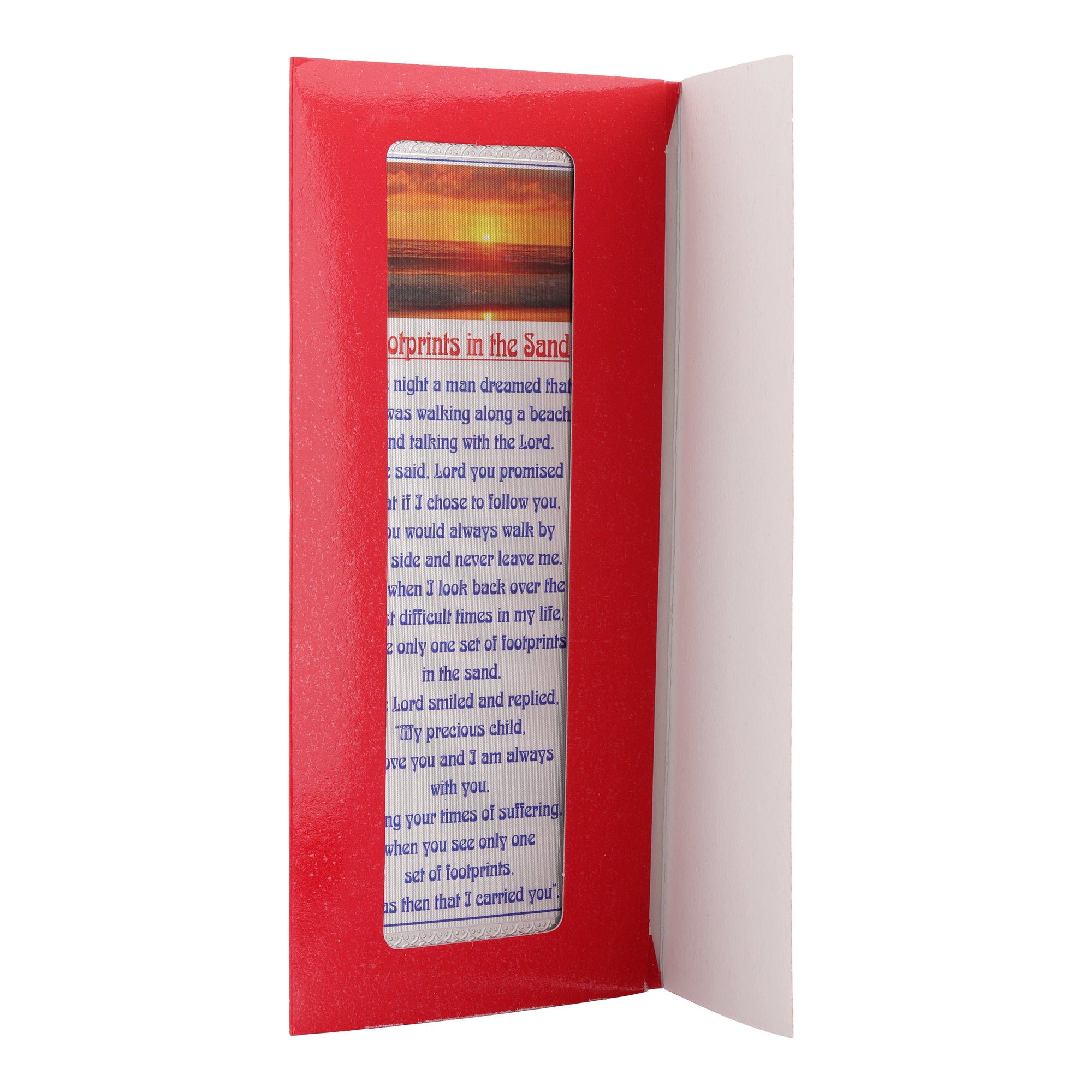 Footprints in the Sand Silver edges Prayer card